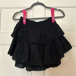LoveShackFancy (XS) black cotton tiered ruffle skirt